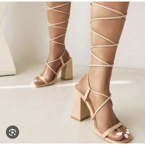 Lhamo Latso Shoes - Nude Feminine Romantic Quiet Luxury Strappy Heels Women’s Size 6.5